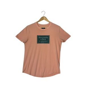 ABERCROMBIE & FITCH sz Small Logo T Shirt Short Sleeves Coral Green